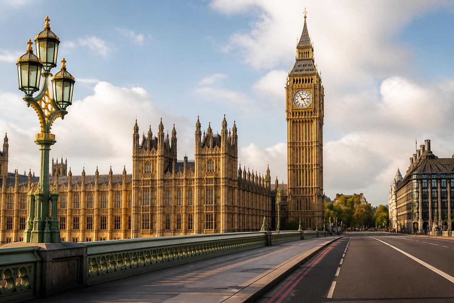 Westminster scene with grand historic architecture.