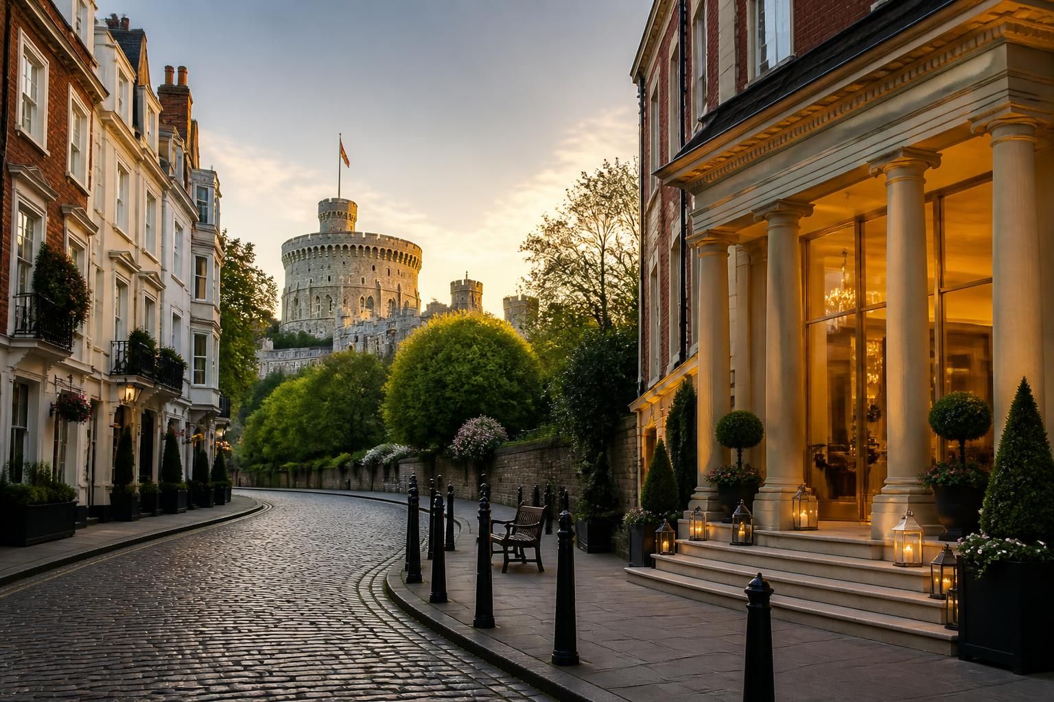 Windsor street scene with elegant historic character.